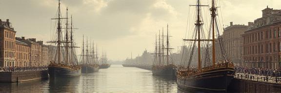 Historical Dublin port and Merchants Quay heritage along trade route waterways